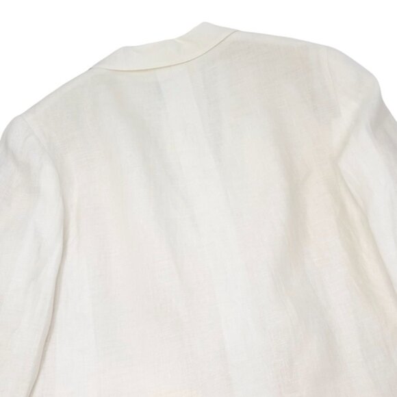 CHANEL Vintage 96P CC Mark Logo Jacket Silver Button #38 White Linen [106330] - Picture 6 of 11